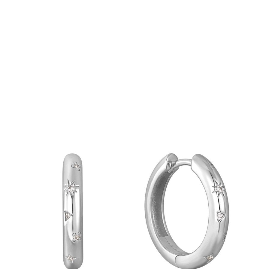 Ania Haie Ania Haie Rising Star Scattered Stars Silver Hoop Earrings Hot