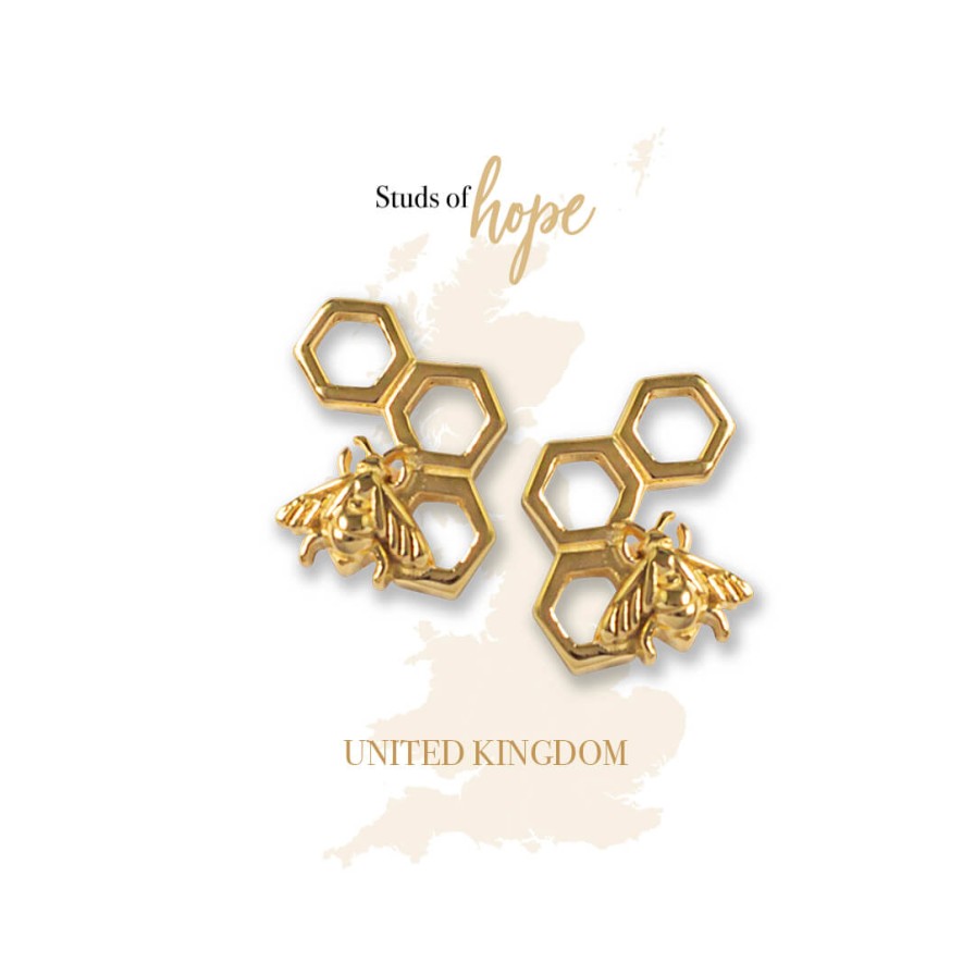 Vurchoo Vurchoo Europe Gold Honey Bee Earrings Hot