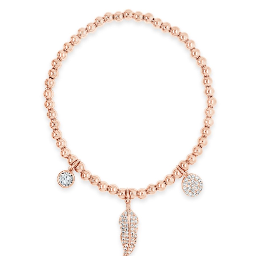 Absolute Absolute Floaty Feather Bracelet - Rose Gold New