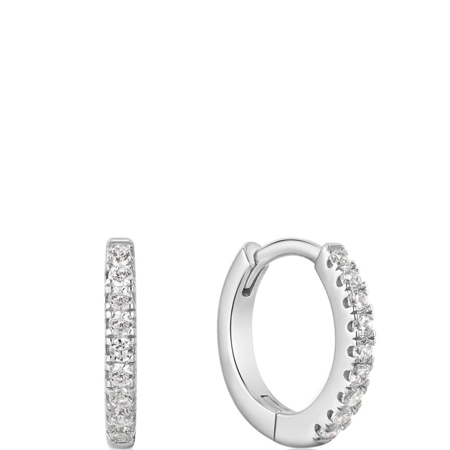 Ania Haie Ania Haie Silver Sparkle Huggie Hoop Earrings Hot