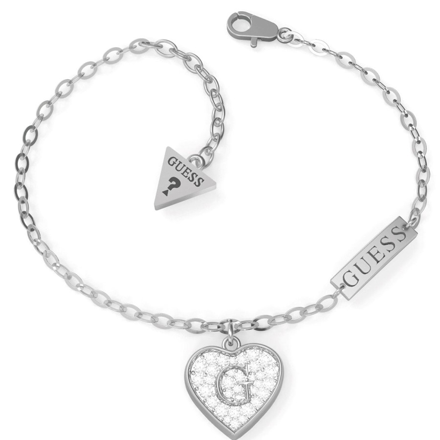 Guess Guess Shine Crystal Heart Silver Bracelet Clearance