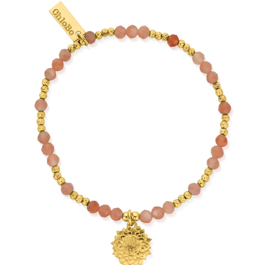 ChloBo Chlobo Sunflower Peach Moonstone Bracelet - Gold Hot