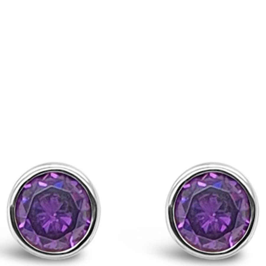 Absolute Absolute Sterling Silver Birthstone Earrings - February Hot