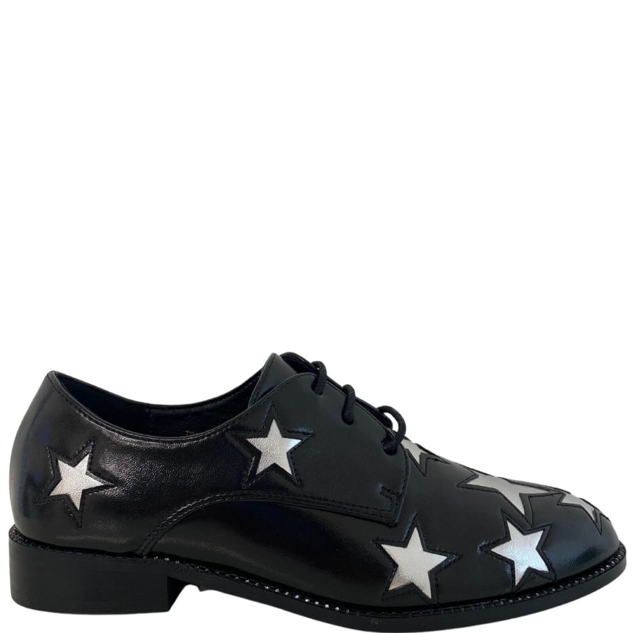 Dancing Matilda Dancing Matilda Black Star Lace Up Brogues Wholesale