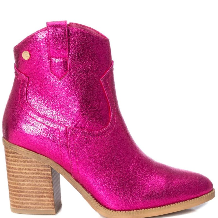 XTI Xti Pink Metallic Western Summer Ankle Boots Hot