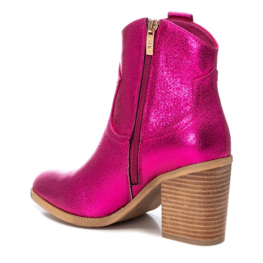 XTI Xti Pink Metallic Western Summer Ankle Boots Hot