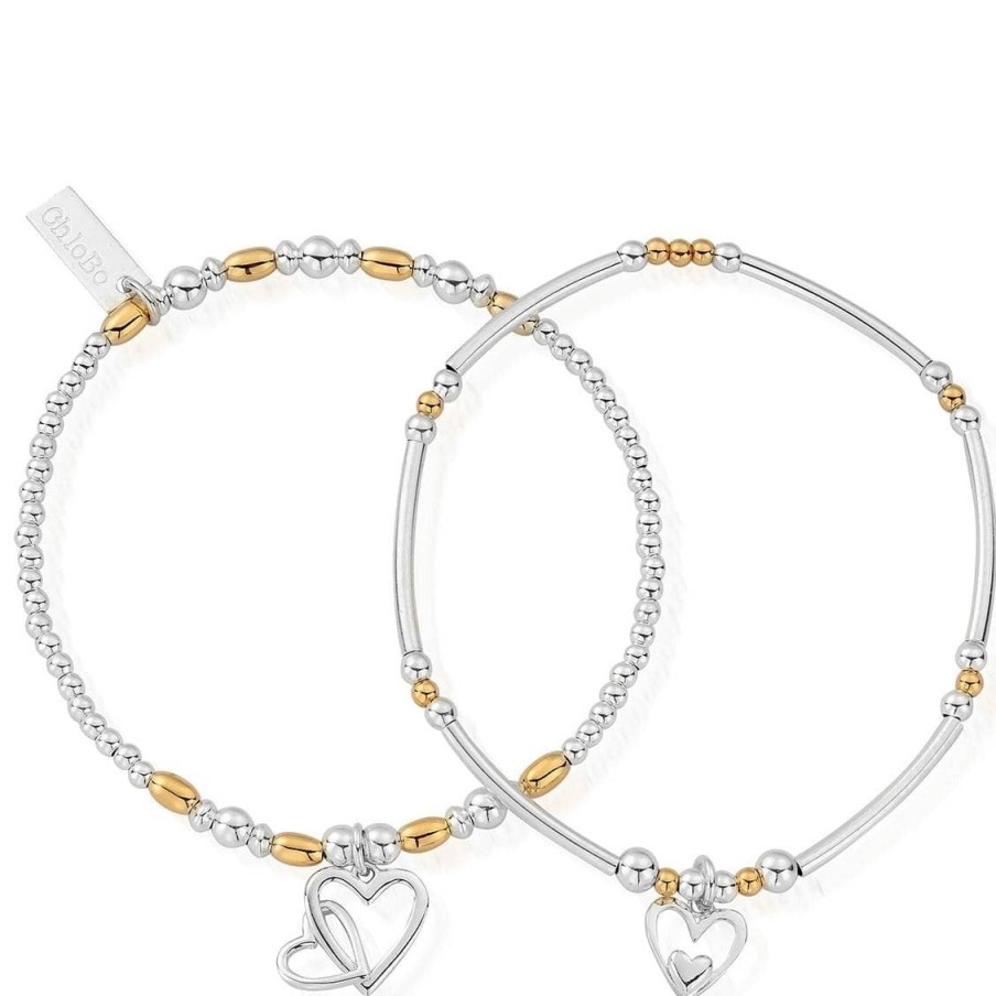 ChloBo Chlobo Double Heart Bracelet Set - Gold Two Tone Online