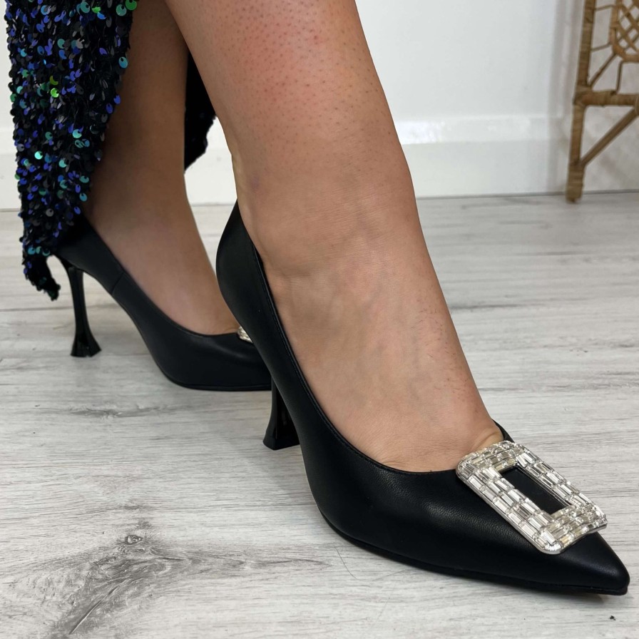 Menbur Menbur Black Baguette Jewelled Stilettos Clearance