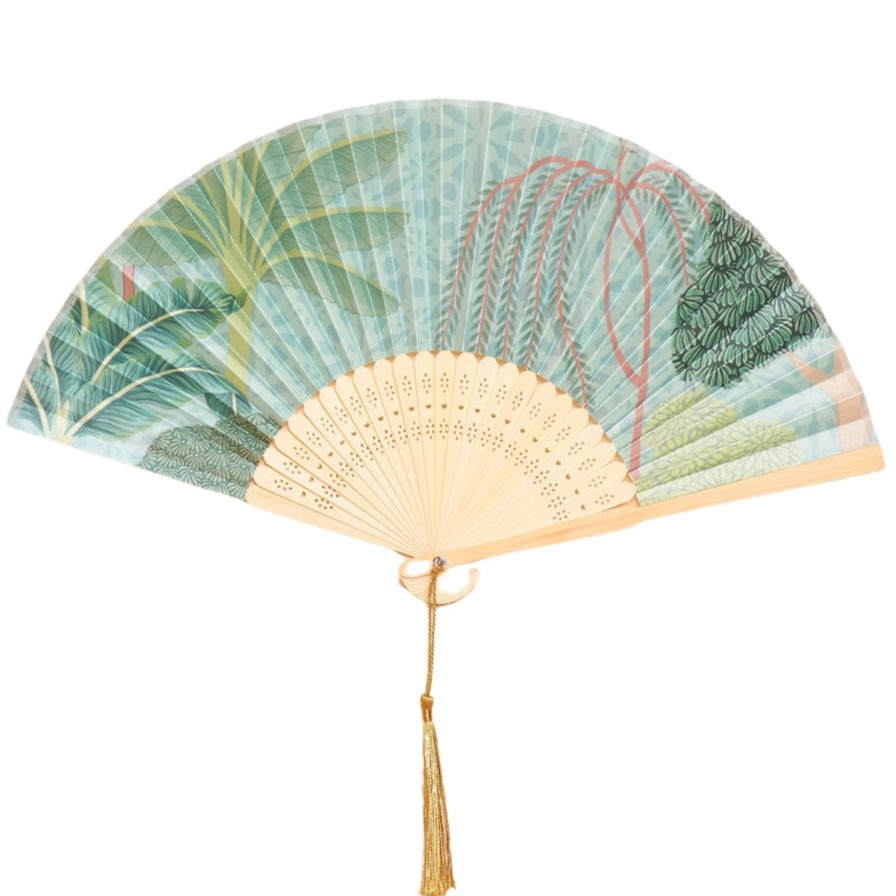 Powder Powder Secret Paradise Aqua Satin Hand Fan Best