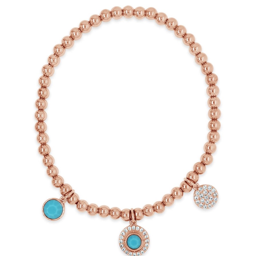 Absolute Absolute Rose Gold & Turquoise Halo Bead Bracelet Online