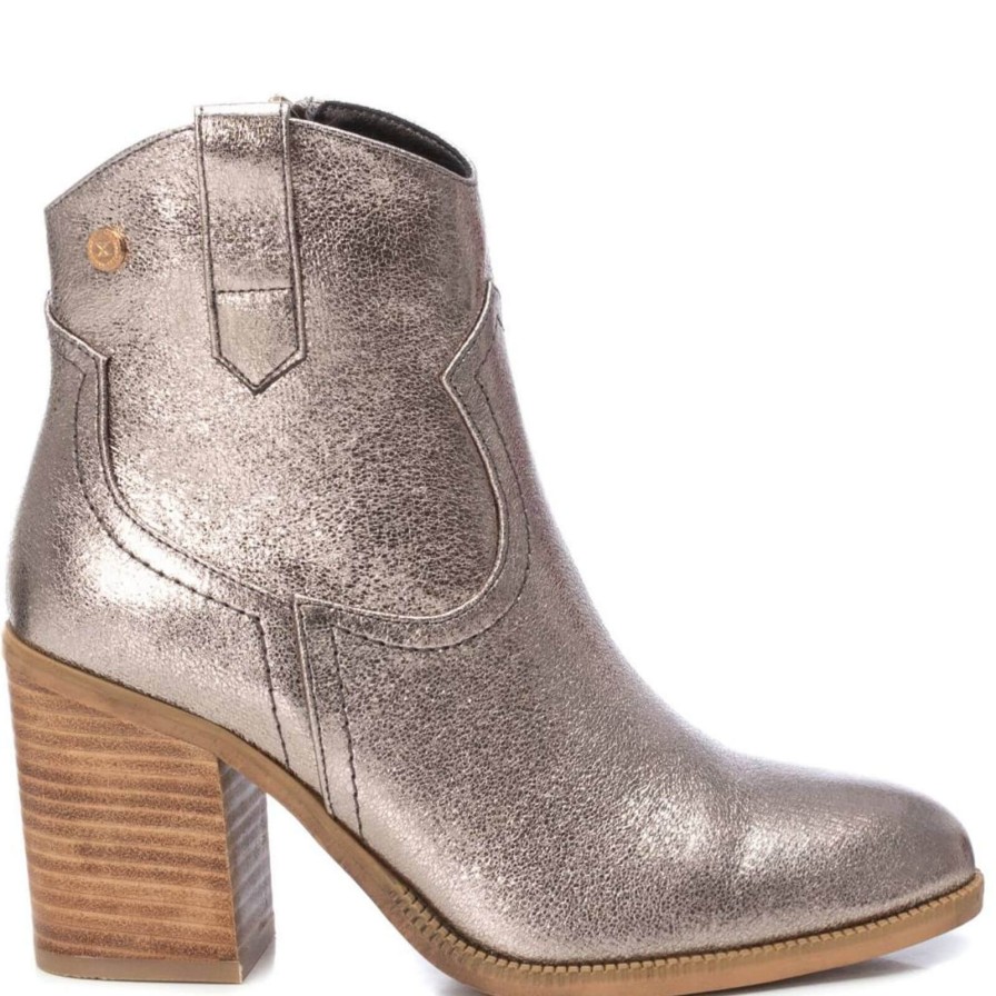 XTI Xti Pewter Metallic Western Summer Ankle Boots Clearance