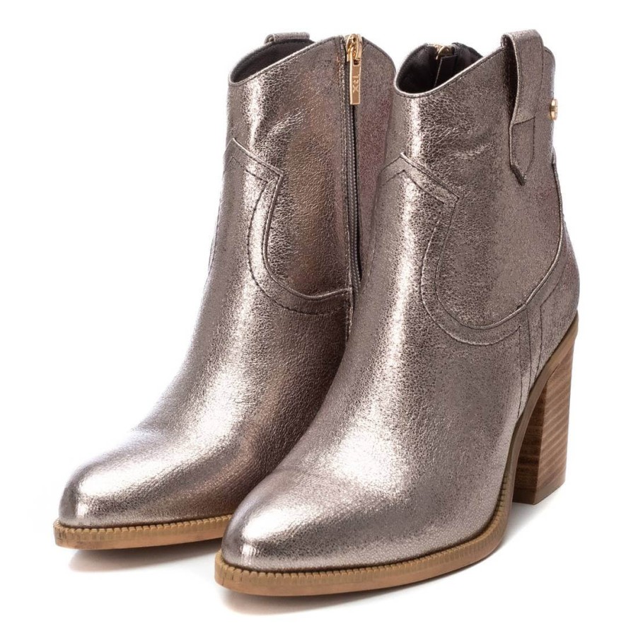 XTI Xti Pewter Metallic Western Summer Ankle Boots Clearance