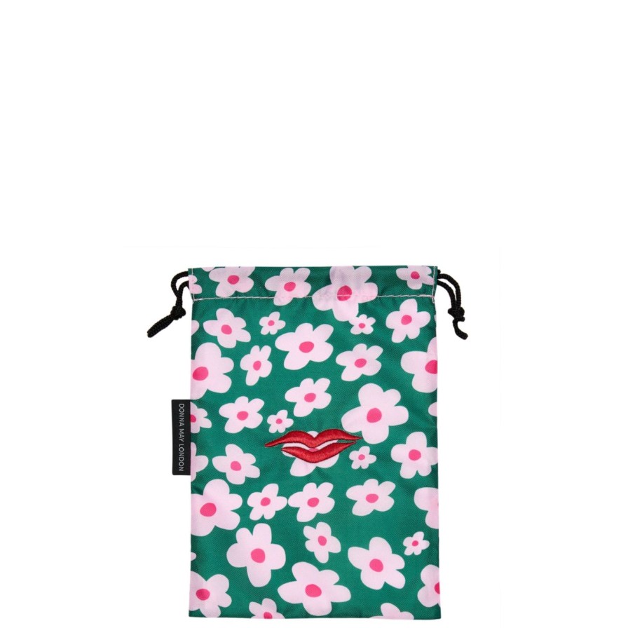 Donna May London Donna May Drawstring Makeup Bag - Green Floral Best