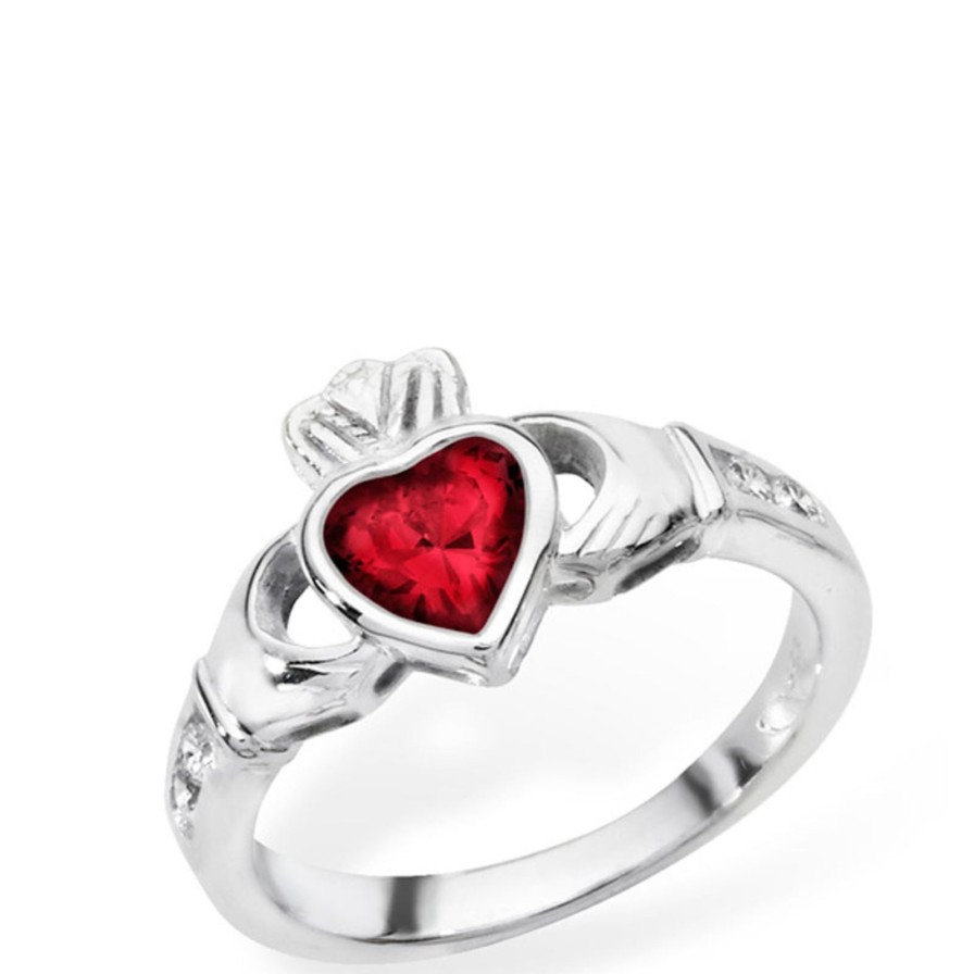 Bejeweled At Soul Sterling Silver Claddagh Birthstone Ring - July New