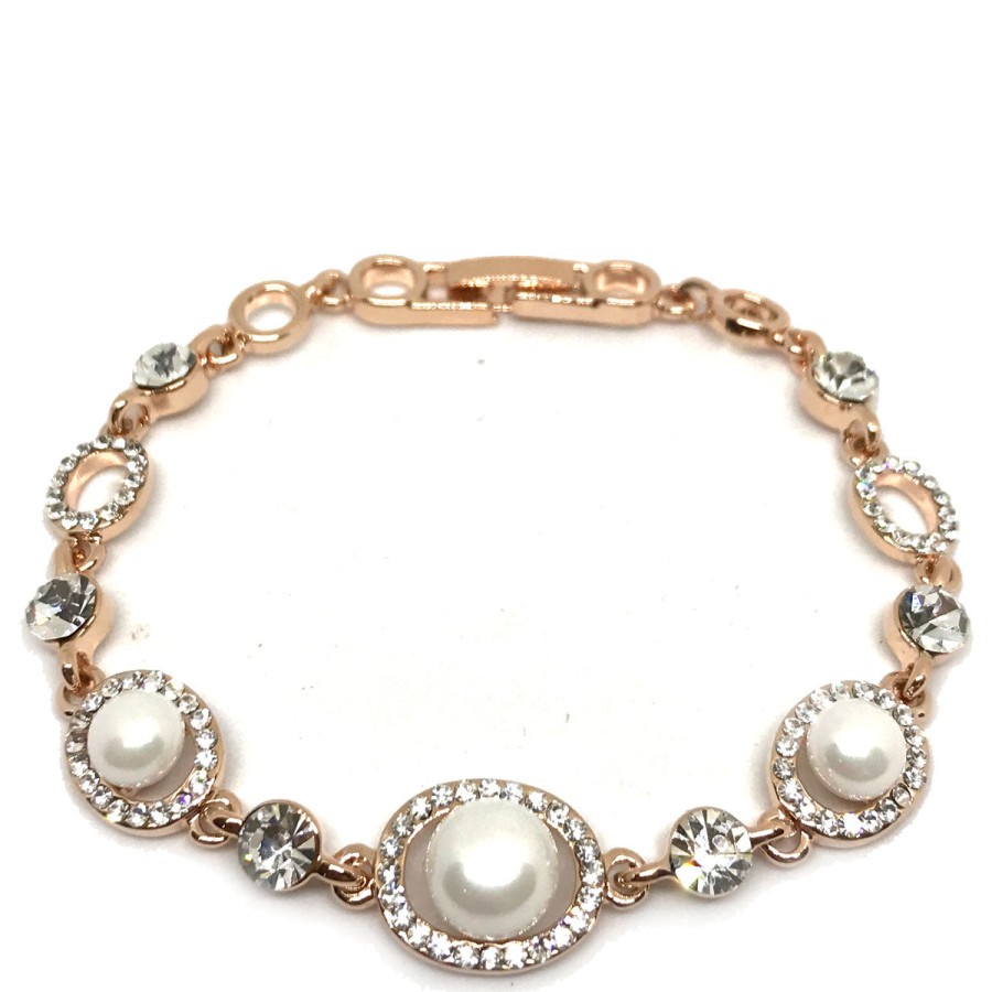 Absolute Absolute Rose Gold & Pearl Oval Link Bracelet New